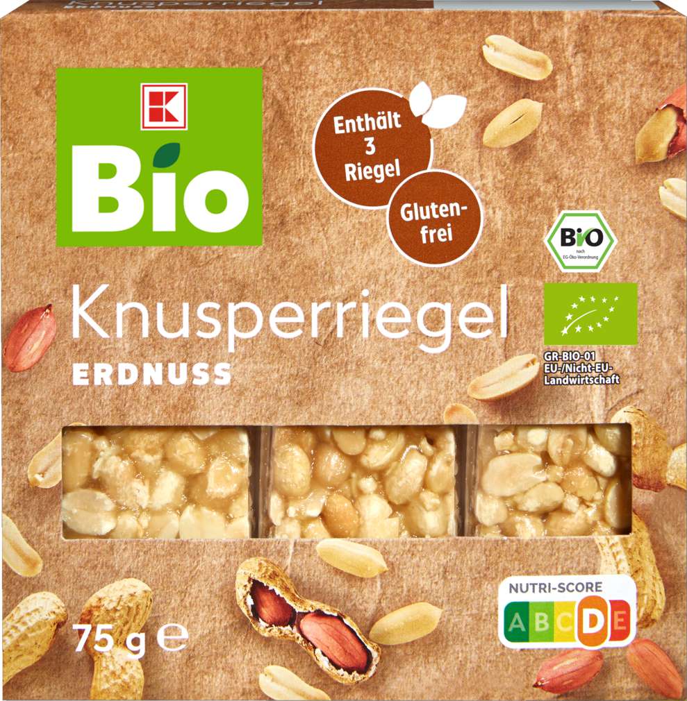 Abbildung des Sortimentsartikels K-Bio Knusperriegel Erdnuss 75g