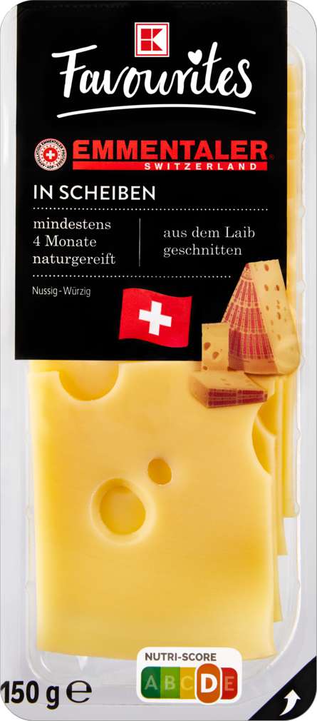 Abbildung des Sortimentsartikels K-Favourites Schweizer Emmentaler in Scheiben 150g