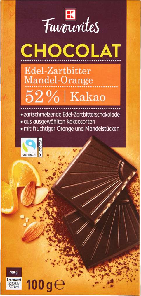 Abbildung des Sortimentsartikels K-Favourites Flachtafel Orange-Mandel 100g