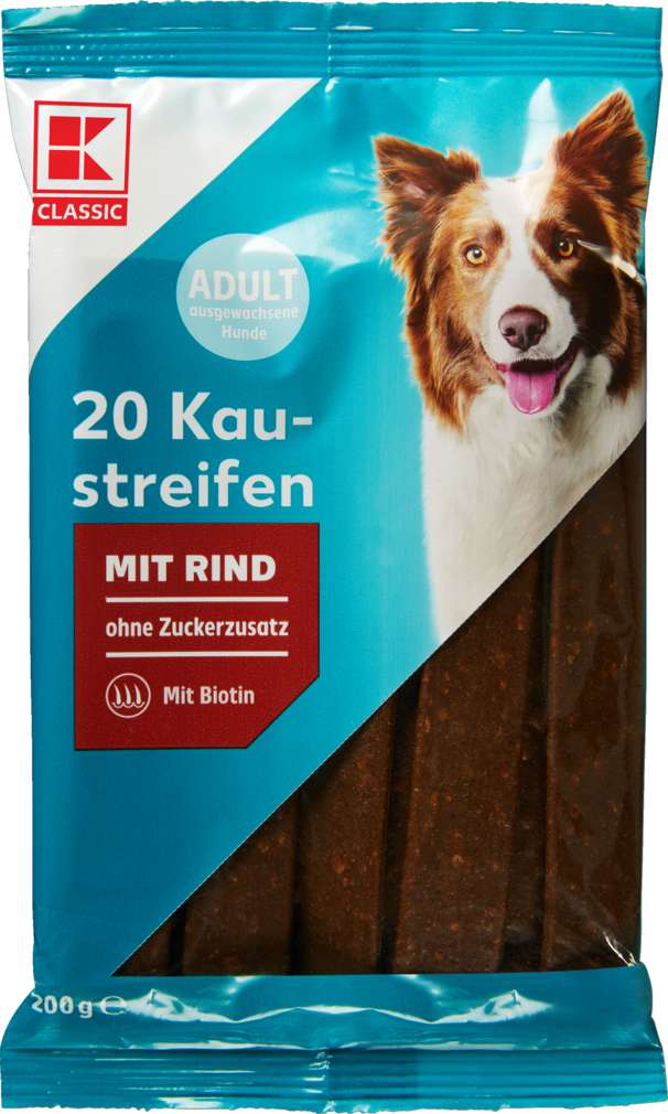 Abbildung des Sortimentsartikels K-Classic Hund Kaustreifen Rind 200g