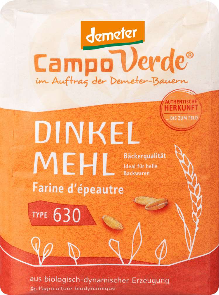 Abbildung des Sortimentsartikels Campo Verde Demeter Dinkelmehl Type 630 1000g