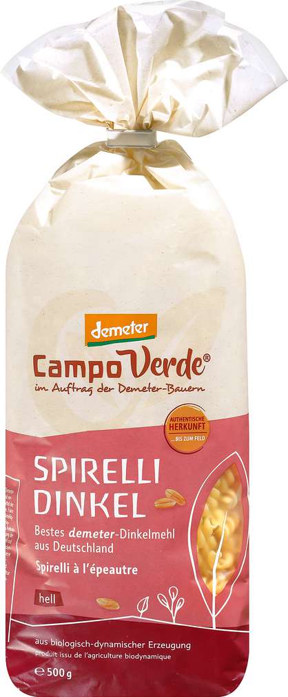 Abbildung des Sortimentsartikels Campo Verde Demeter Dinkel Spirelli 500g