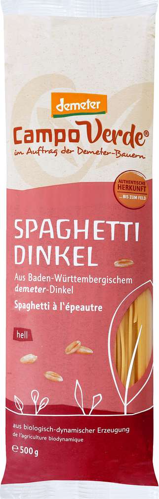Abbildung des Sortimentsartikels Campo Verde Demeter Dinkel Spaghetti 500g