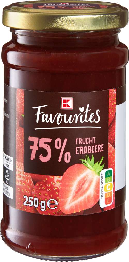 Abbildung des Sortimentsartikels K-Favourites Fruchtaufstrich 75% Erdbeere 250g