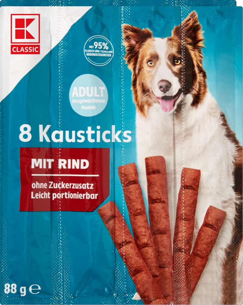 Abbildung des Sortimentsartikels K-Classic Hund Kausticks Rind 8x11g