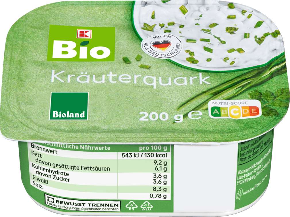 Abbildung des Sortimentsartikels K-Bio Bioland Kräuterquark 40% Fett 200g
