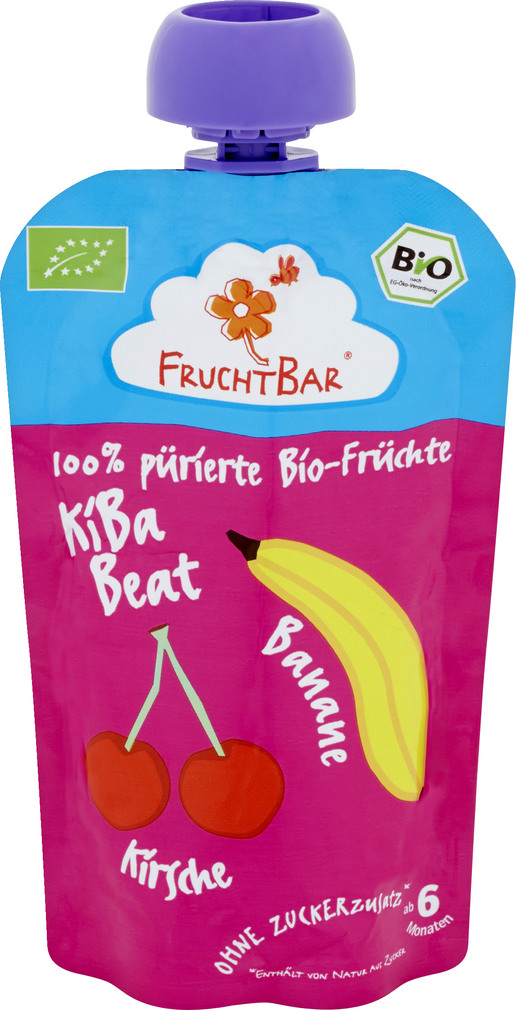 Abbildung des Sortimentsartikels jufico FruchtBar 100 % Pürierte Bio-Früchte Kiba Beat