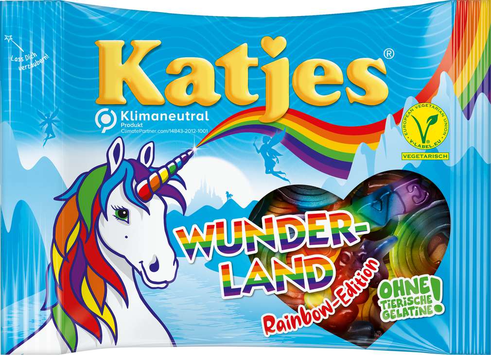 Abbildung des Sortimentsartikels Katjes Wunderland Rainbow ohne tierische Gelatine 200g