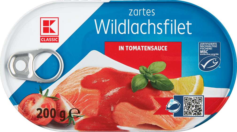 Abbildung des Sortimentsartikels K-Classic Wildlachsfilet in Tomatensauce 200g