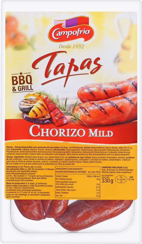 Abbildung des Sortimentsartikels Campofrio Tapas Chorizo mild 3x110g