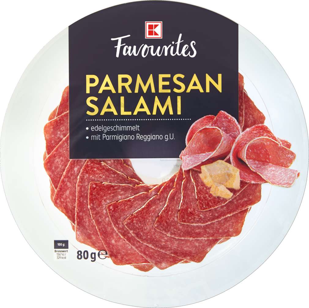 Abbildung des Sortimentsartikels K-Favourites Parmesan Salami im Rundteller 80g