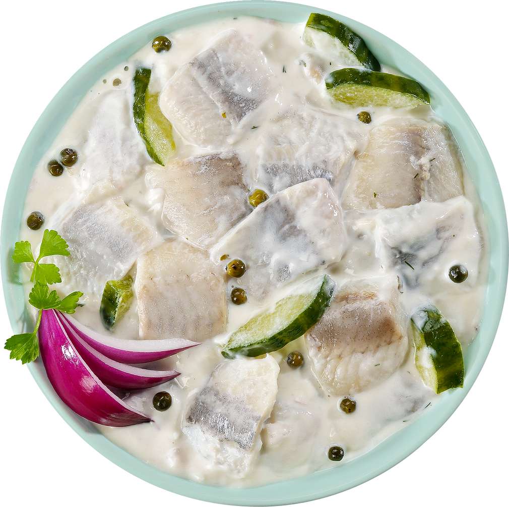 Abbildung des Sortimentsartikels Beeck Heringssalat mit frischer Salatgurke und grünem Pfeffer