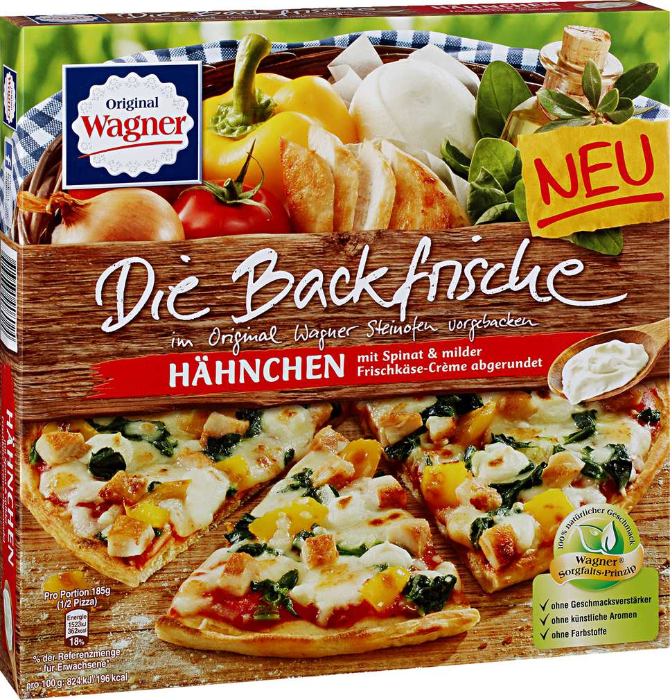 Abbildung des Sortimentsartikels Wagner Backfrische Pizza Hähnchen 370g
