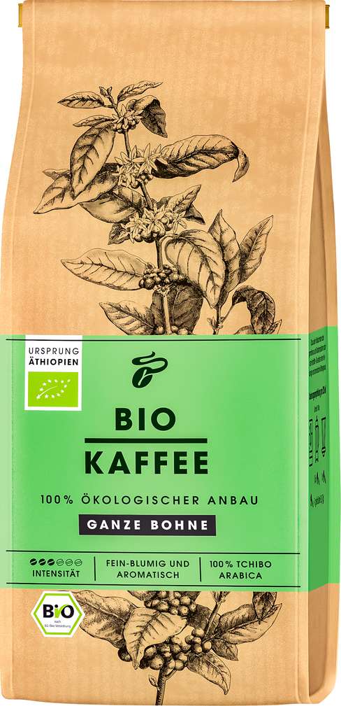 Abbildung des Sortimentsartikels Tchibo Bio-Kaffee ganze Bohnen 250g