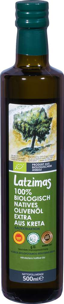 Abbildung des Sortimentsartikels Latzimas Griech.Bio-Olivenöl extra nativ, DOP 500ml