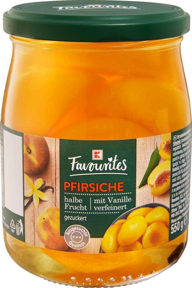 Abbildung des Sortimentsartikels K-Favourites Pfirsiche in Sirup mit Vanille 550g