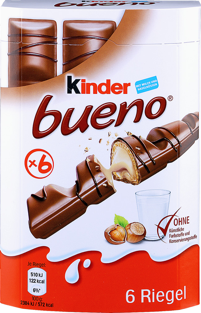 Abbildung des Sortimentsartikels Kinder Bueno 6 Stück 6x21,5g