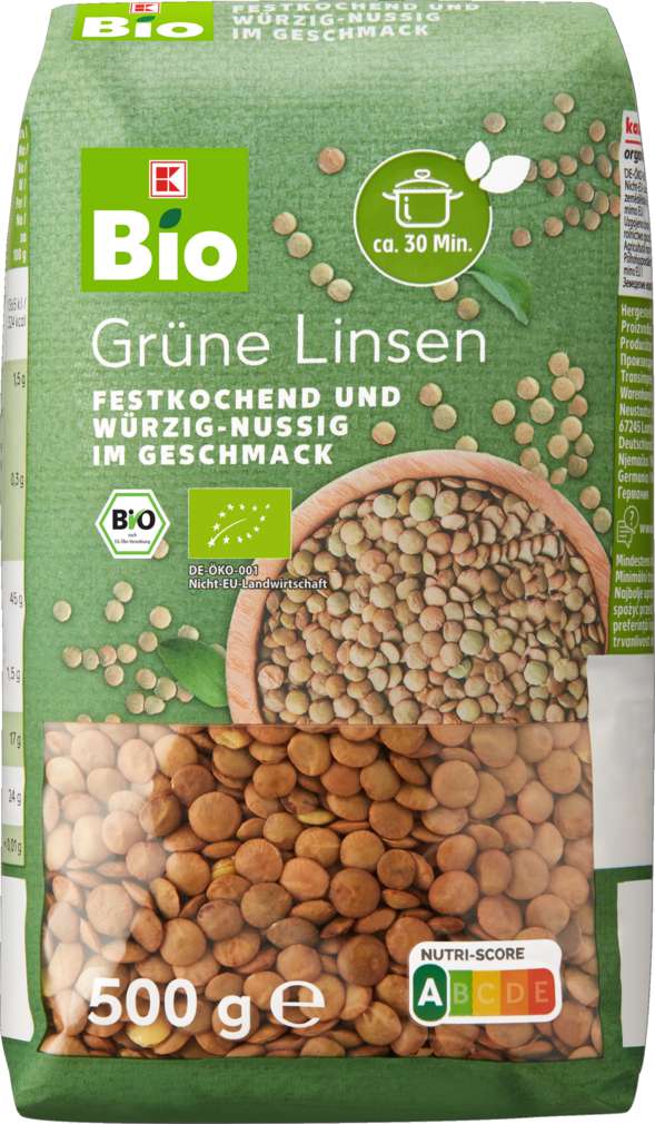 Abbildung des Sortimentsartikels K-Bio Grüne Linsen 500g