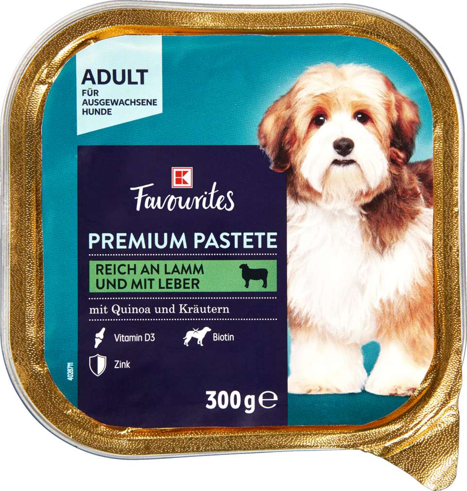 Abbildung des Sortimentsartikels K-Favourites Premium Pastete Hundenahrung Lamm und Leber 300g