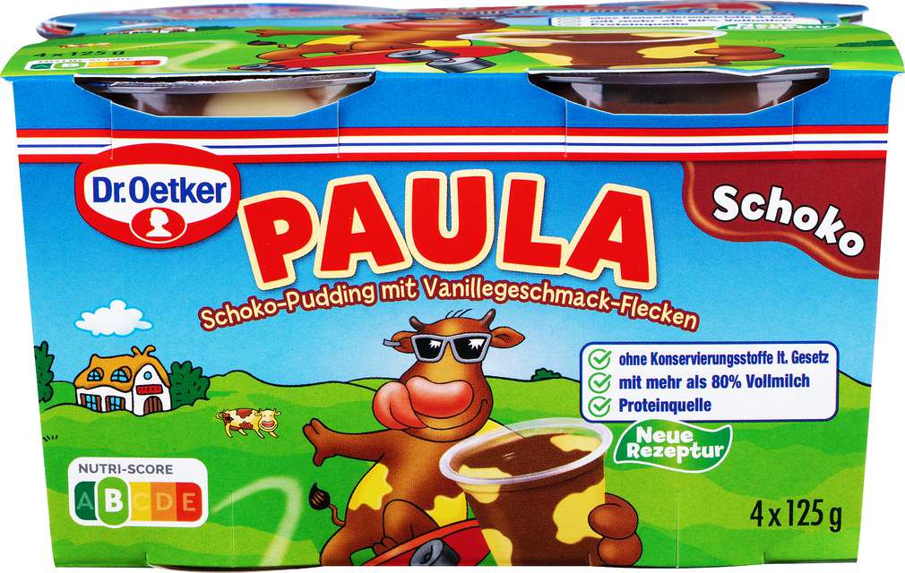 Abbildung des Sortimentsartikels Dr. Oetker Paula's Pudding Schoko/Vanille 4x125g