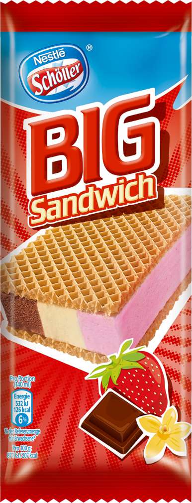 Abbildung des Sortimentsartikels Nestle Schöller Big Sandwich Eis 140ml
