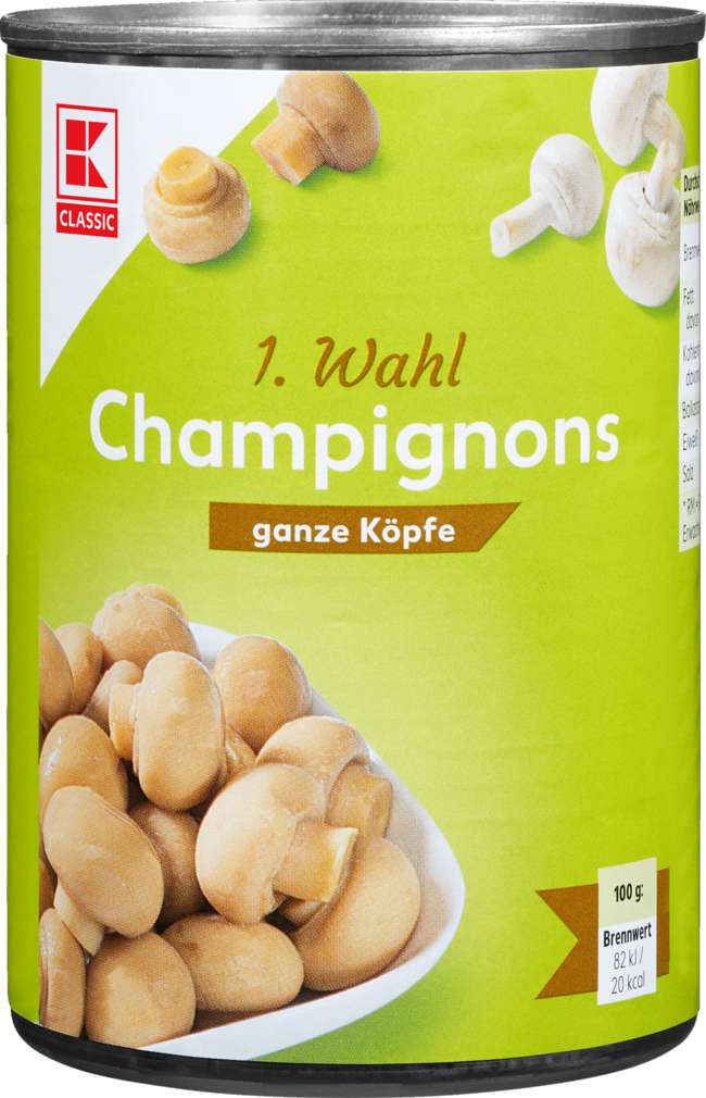Abbildung des Sortimentsartikels K-Classic Champignons 1.Wahl ganze Köpfe 425ml