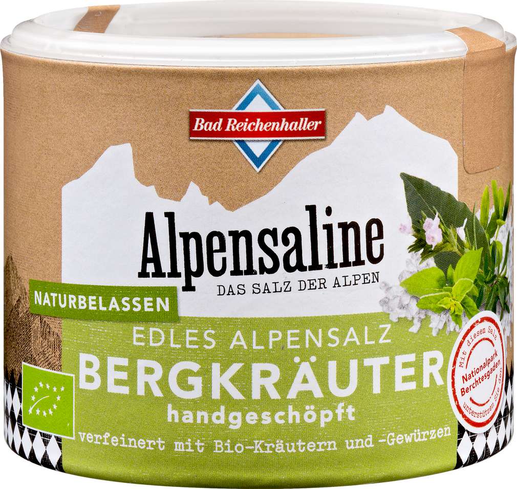 Abbildung des Sortimentsartikels Bad Reichenhaller Bergkräuter Edles Alpensalz 90g