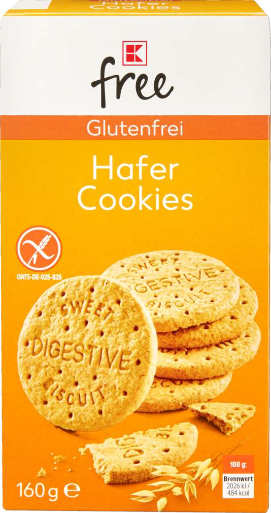 Abbildung des Sortimentsartikels K-Free Glutenfrei Hafer Cookies 160 g Schachtel
