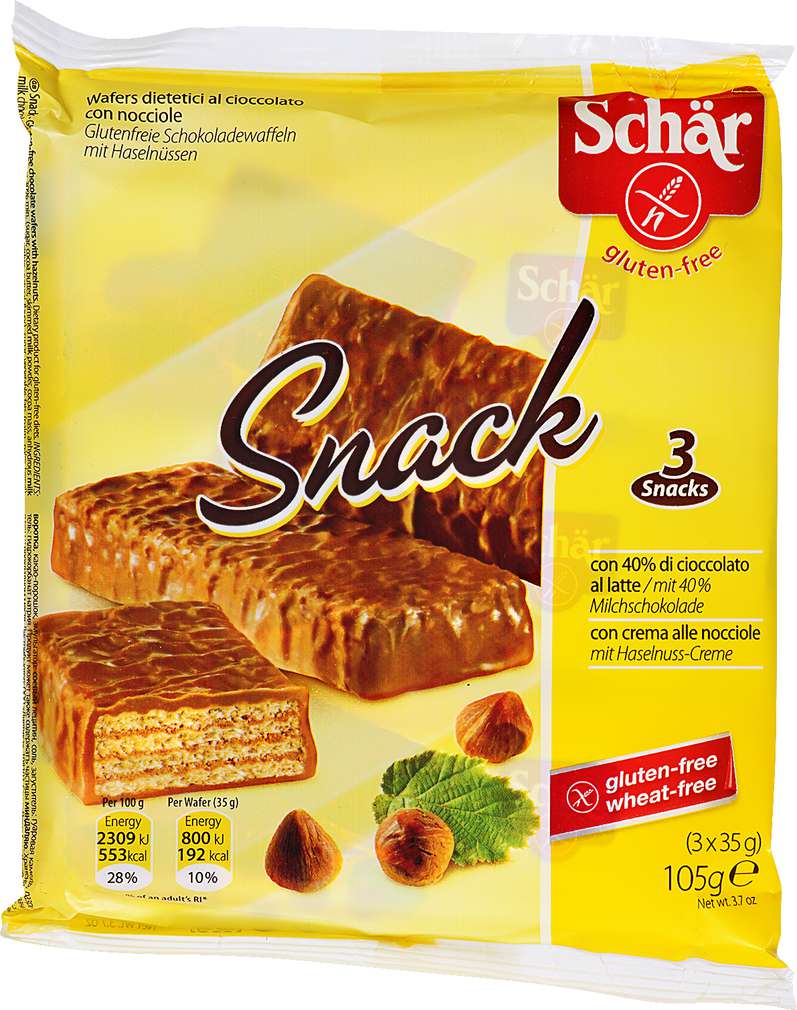 Abbildung des Sortimentsartikels Schär Snack Schokoladen-Riegel 105g, 3 Riegel
