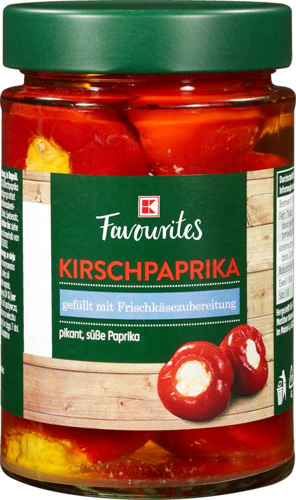 Abbildung des Sortimentsartikels K-Favourites Kirschpaprika gefüllt mit Frischkäse 290g