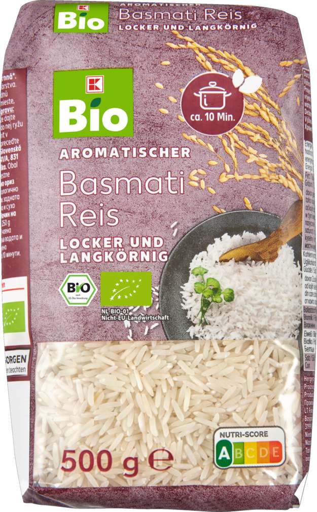 Abbildung des Sortimentsartikels K-Bio Basmati Reis 500g