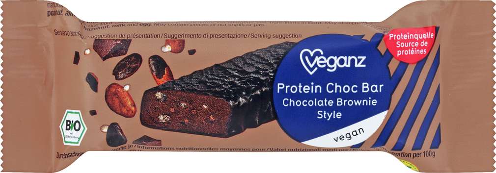 Abbildung des Sortimentsartikels Veganz Bio Protein Choc Bar Chocolate Brownie 50g