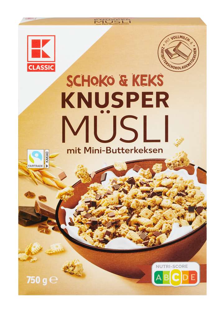 Abbildung des Sortimentsartikels K-Classic Knusper Müsli Schoko-Butterkeks 750g