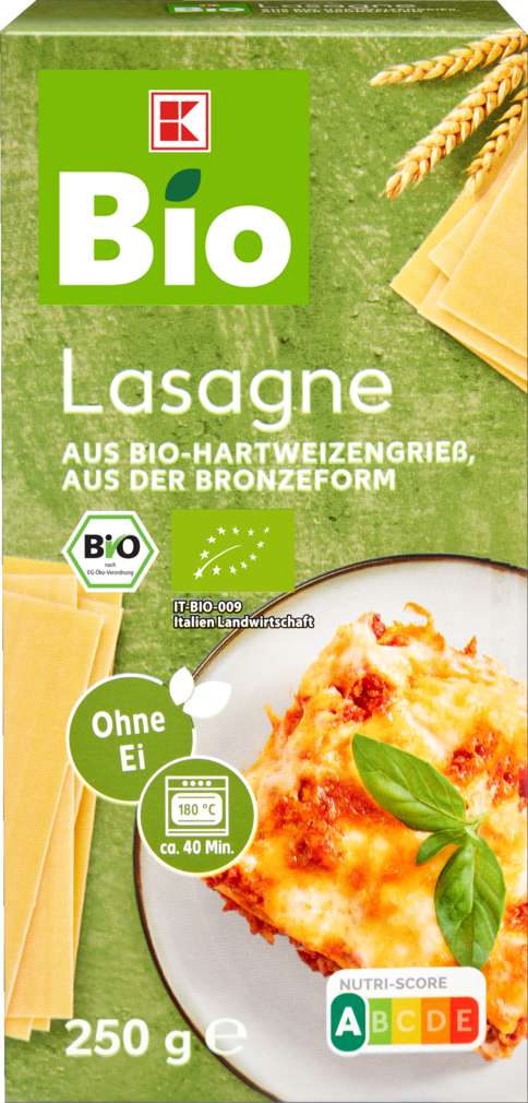 Abbildung des Sortimentsartikels K-Bio Lasagne 250g