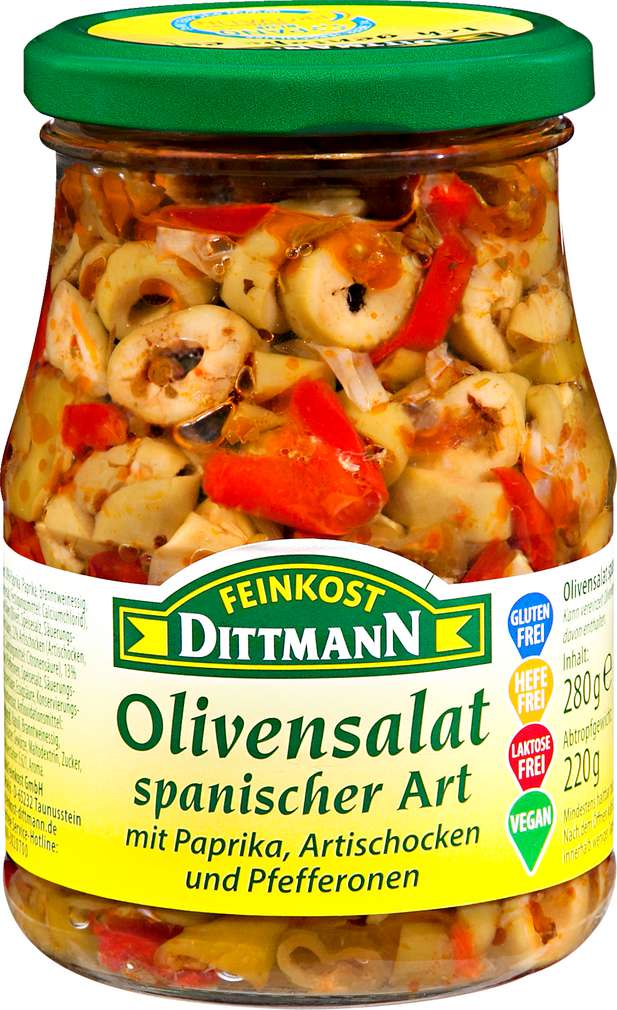 Abbildung des Sortimentsartikels Dittmann Olivensalat spanischer Art 280g