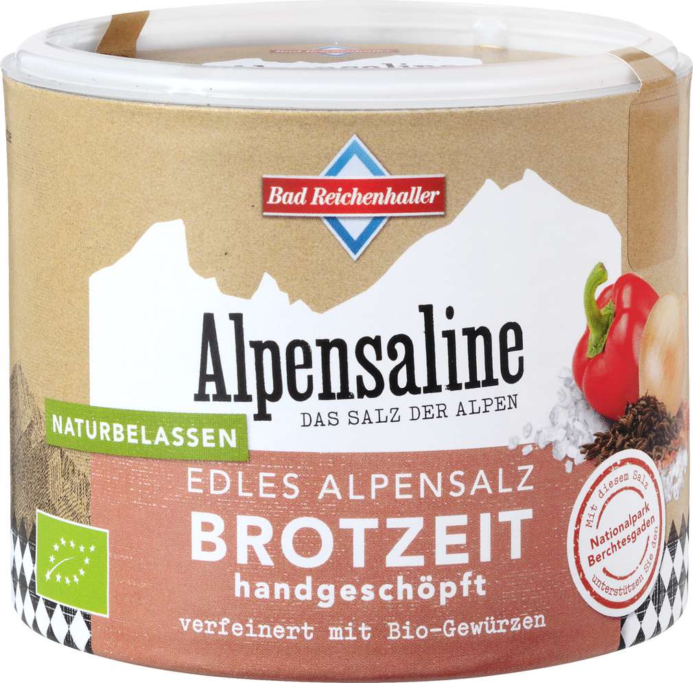 Abbildung des Sortimentsartikels Bad Reichenhaller Bio Edles Alpensalz Brotzeit 100g