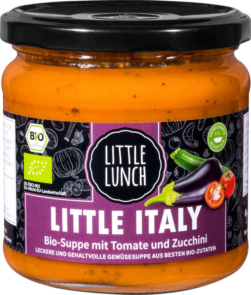 Abbildung des Sortimentsartikels Little Lunch Bio-Suppe Italy Tomate und Zucchini 350g
