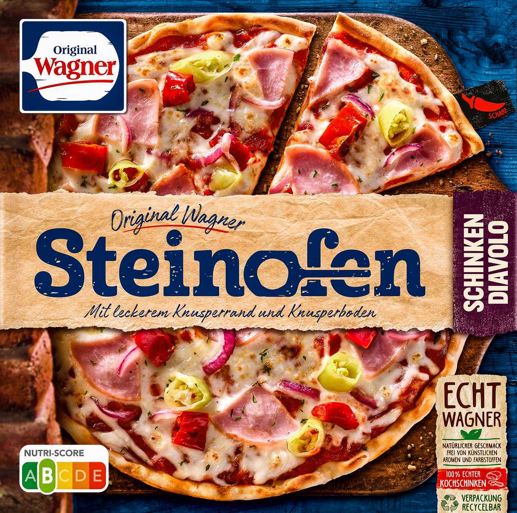 Abbildung des Sortimentsartikels Wagner Steinofen-Pizza Diavolo Schinken 340g