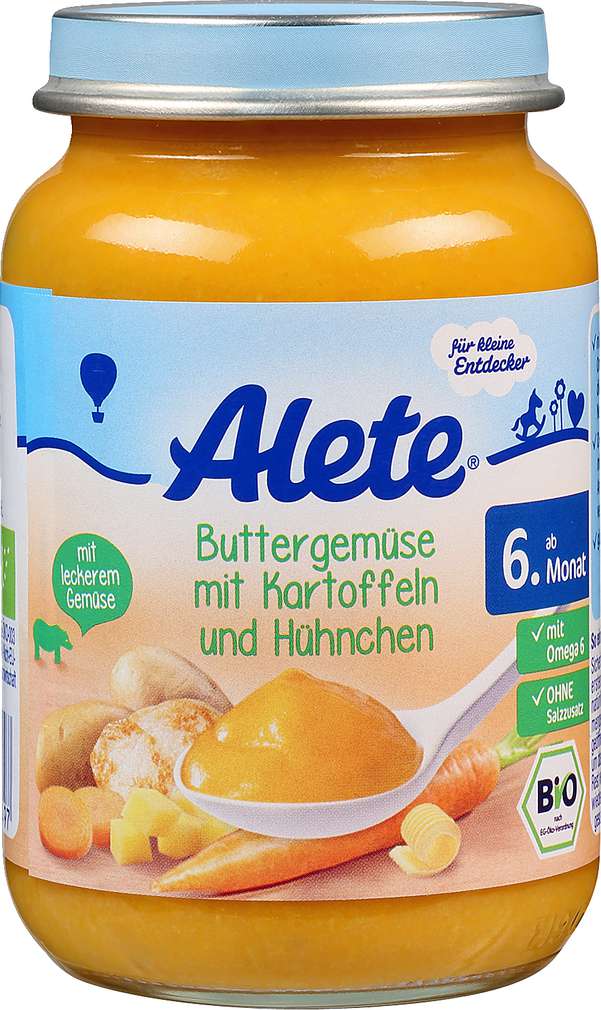 Abbildung des Sortimentsartikels Alete Buttergemüse mit Kartoffeln und Hühnchen 190g
