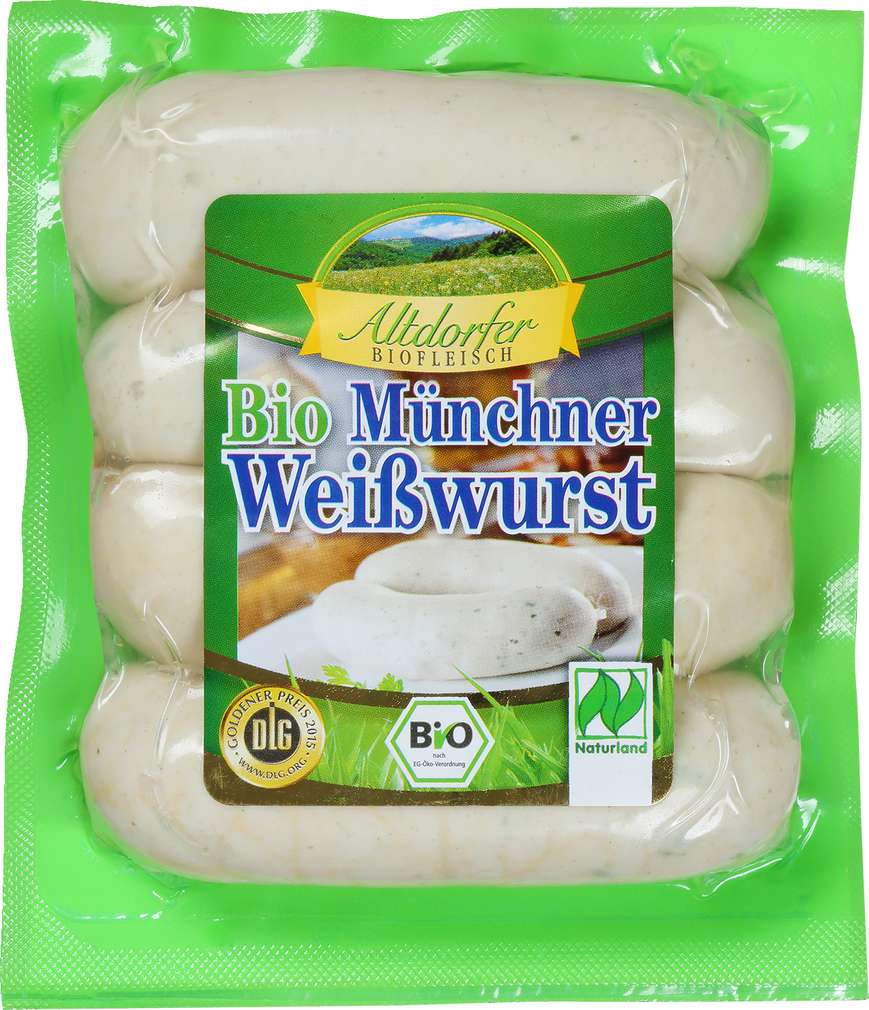 Abbildung des Sortimentsartikels Altdorfer Biofleisch Bio Münchner Weißwurst 240g