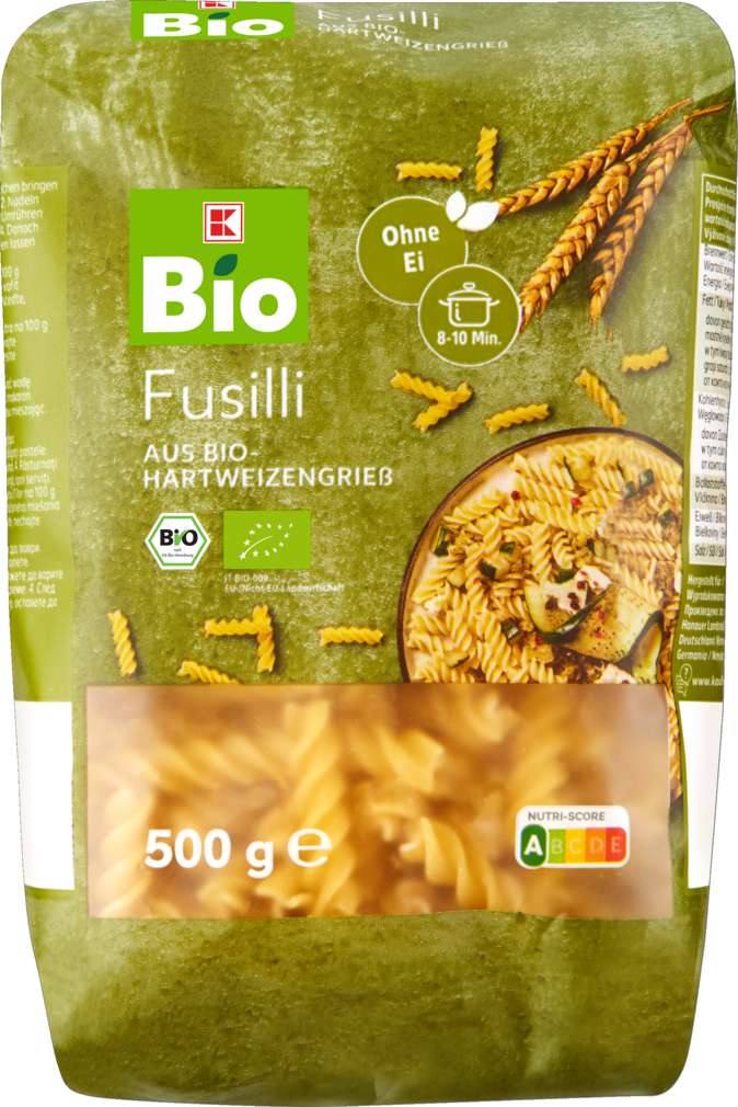 Abbildung des Sortimentsartikels K-Bio Fusilli ohne Ei 500g