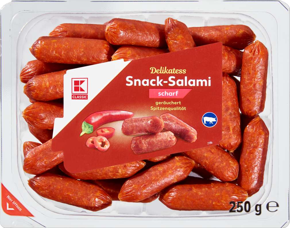 Abbildung des Sortimentsartikels K-Classic Snack Salami scharf 250g