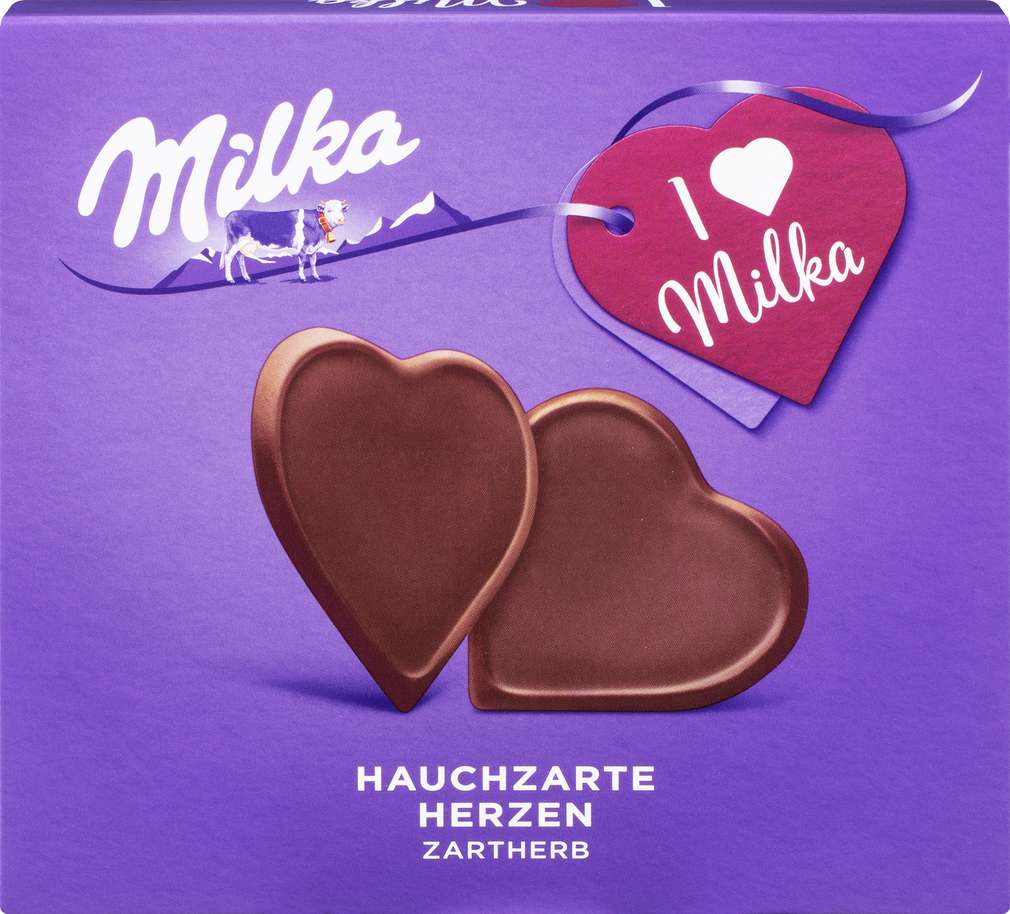 Abbildung des Sortimentsartikels Milka I Love Milka Hauchzarte Herzen Zartbitter 130g
