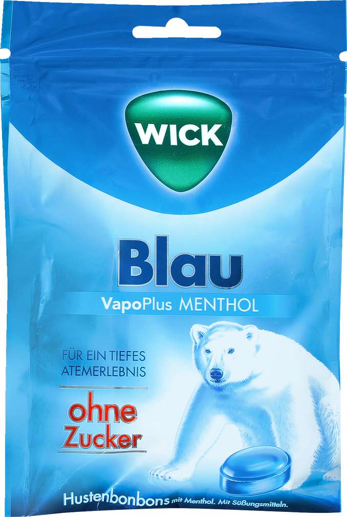 Abbildung des Sortimentsartikels Wick Blau Menthol Hustenbonbons zuckerfrei 72g
