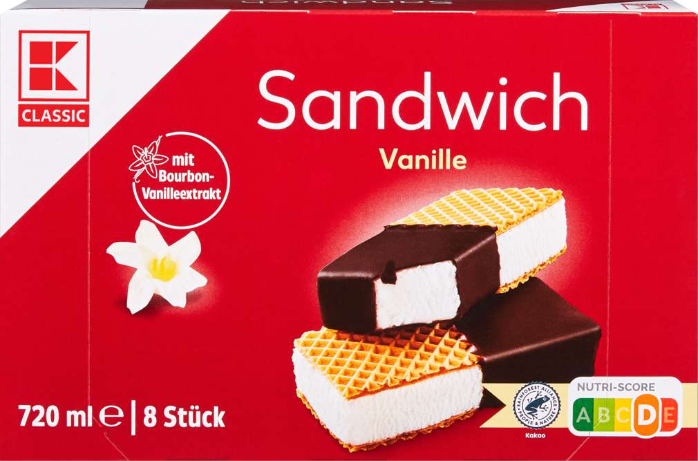 Abbildung des Sortimentsartikels K-Classic Sandwich Eis Vanille 8x90ml