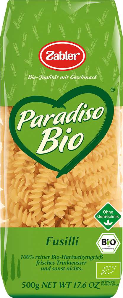 Abbildung des Sortimentsartikels Zabler Paradiso Bio Fusilli 500g