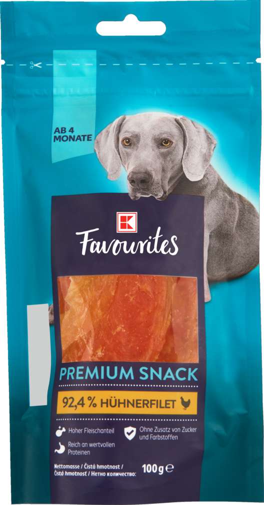 Abbildung des Sortimentsartikels K-Favourites Hundesnack Premium Hühnerfilet 100g
