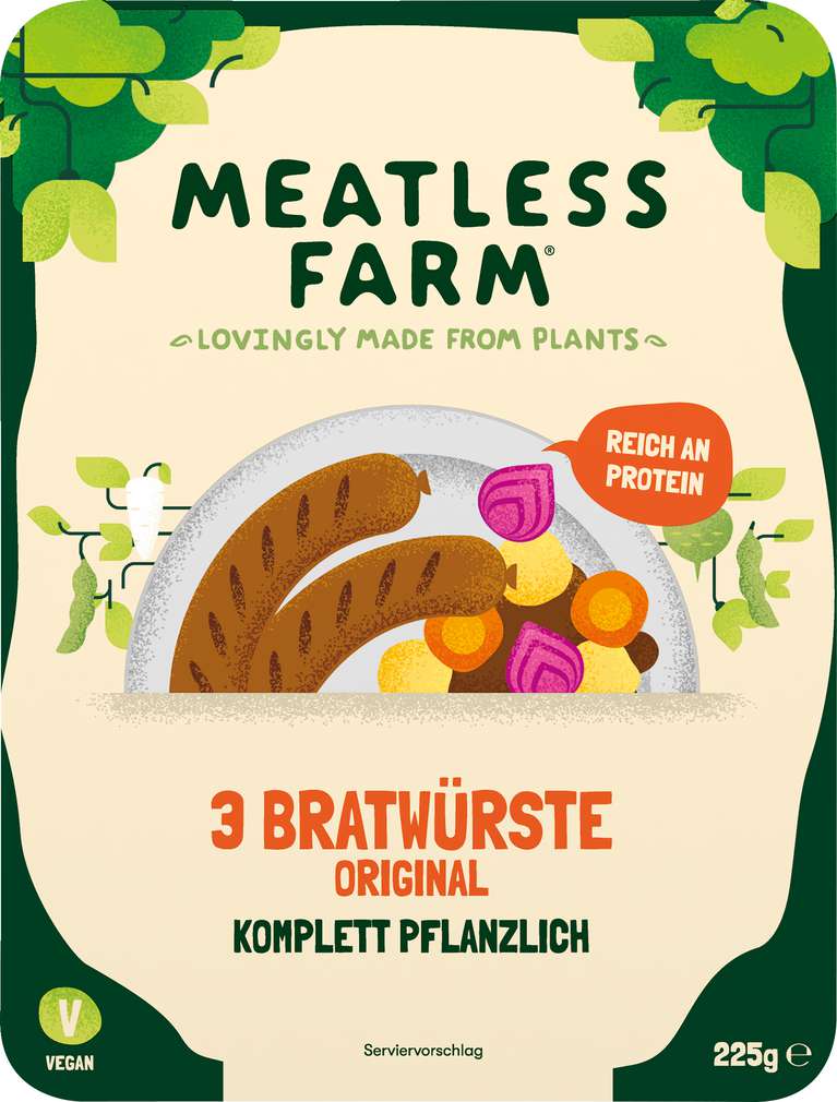 Abbildung des Sortimentsartikels Meatless Farm Bratwurst Original vegan 225g