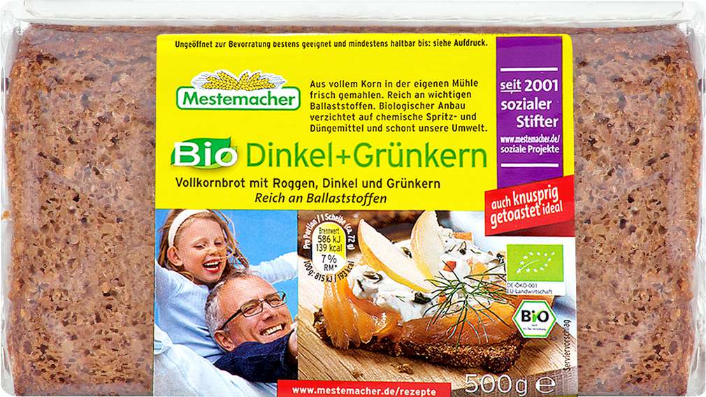 Abbildung des Sortimentsartikels Mestemacher Vollkornbrot Dinkel & Grünkern 500g
