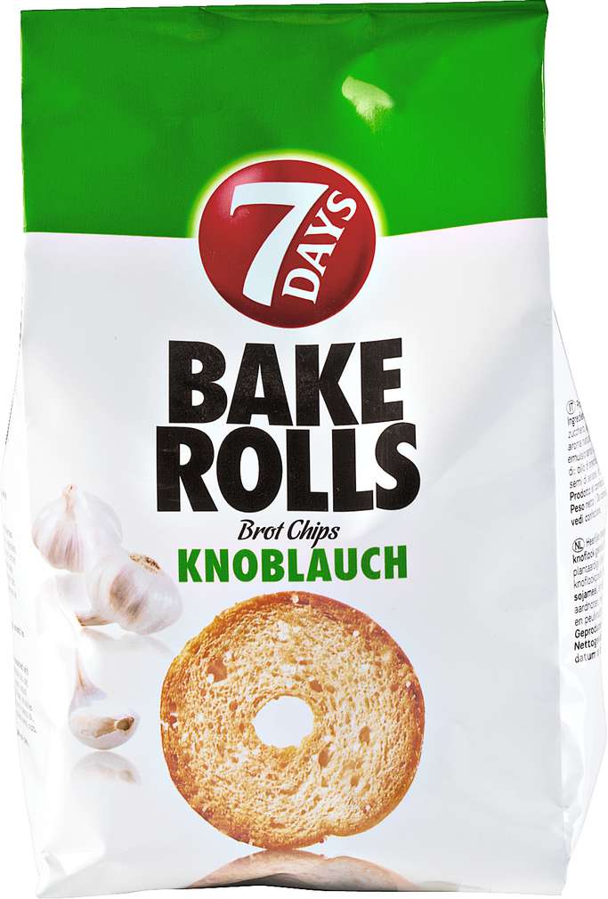 Abbildung des Sortimentsartikels 7 Days Bake Rolls Brotchips Knoblauch 250g